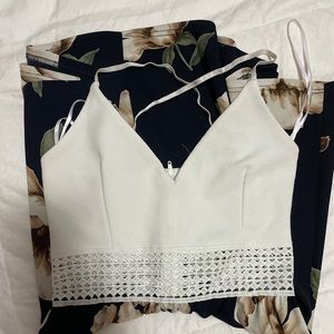 White and navy blue short summer dress